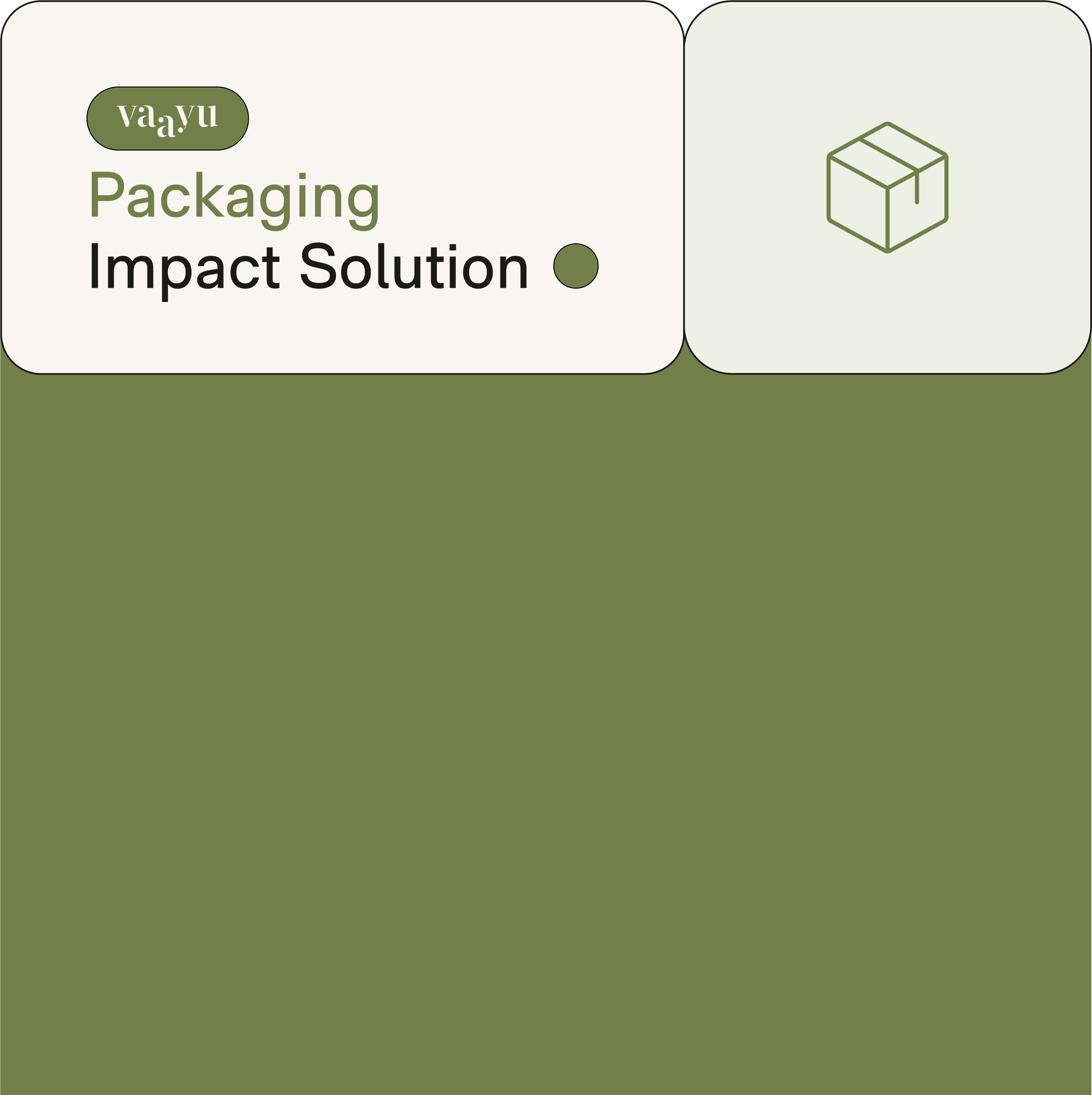 Vaayu Packaging Impact Solution logo with green packaging box icon.