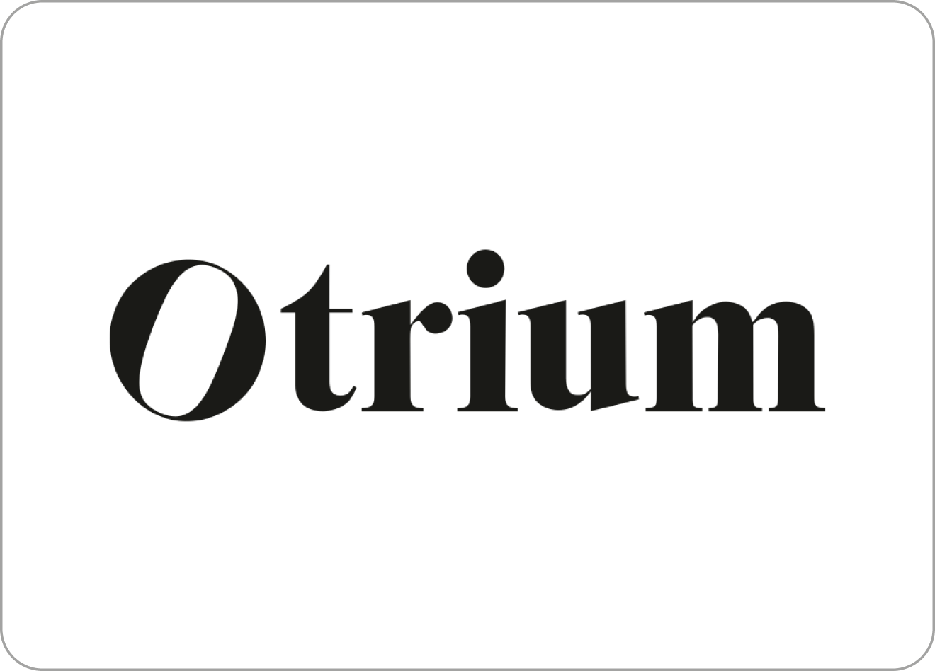Otrium brand name in stylized black serif font on a black background.