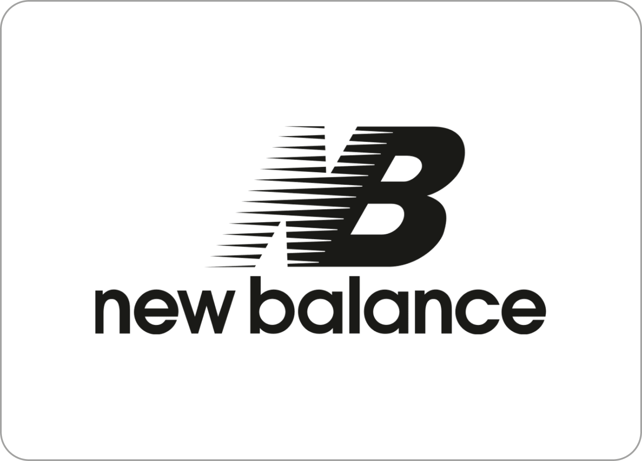 New Balance logo featuring stylized letters NB with horizontal lines and the text 'new balance' below.