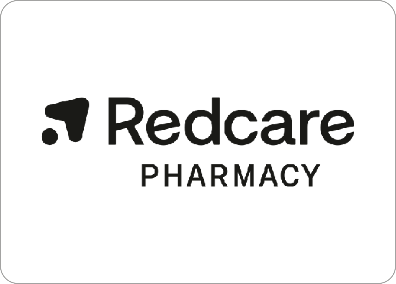 Redcare Pharmacy logo with stylized abstract symbol to the left of the text.