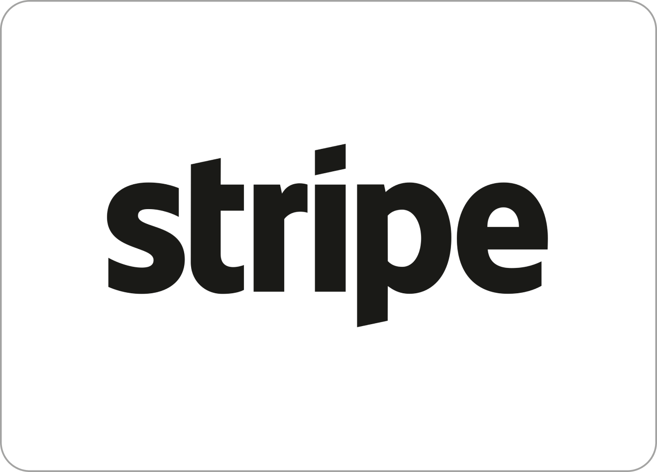 Stripe company logo in bold black lowercase letters on a black background with rounded corners.