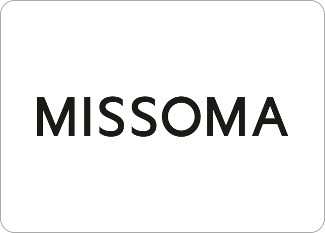 MISSOMA brand logo in black uppercase letters on a dark background.
