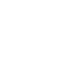 White factory icon with three building sections and a chimney on a black background.