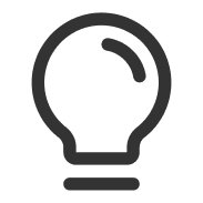 Simple black light bulb icon on a transparent background.