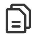 Icon of two overlapping documents with three horizontal lines on the front document.