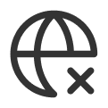 Globe icon with a cross mark indicating no internet connection.