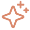 Simple orange sparkle star icon with a plus sign.