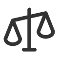 Icon of a balanced scale symbolizing justice.