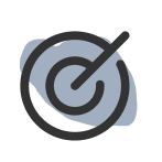 Stylized target with a dart hitting the bullseye, signifying precision or goal achievement.