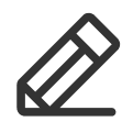 Black pencil icon writing a horizontal line on a white background.