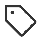 Simple black outlined price tag icon with a circular hole near the top left corner.
