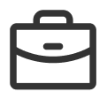 Simple black briefcase icon with a handle and clasp.