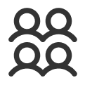 Icon of four stylized user figures arranged in a square.
