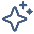 Blue sparkle or shining star icon with three sparkle effects.