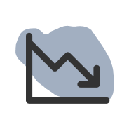 Chart icon with a downward trending arrow indicating a decrease.