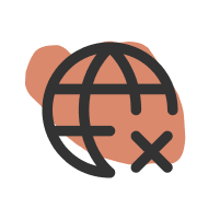 Globe icon with an X mark indicating no internet connection or offline status.
