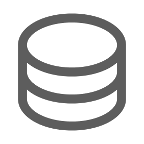 Icon of a database represented by three stacked cylindrical disks.