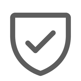 Shield outline with a checkmark inside, symbolizing security or protection.