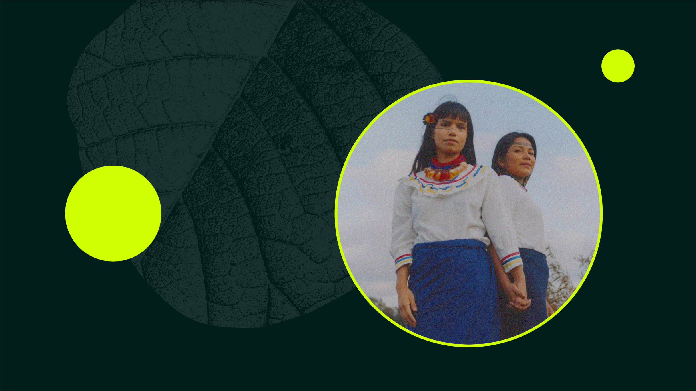 Designed photo of Nina and Helena Gualinga